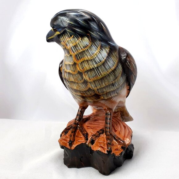 Vintage Action International Painted Stone Bird Figurine Falcon Hawk 5.25" tall - Picture 8 of 16